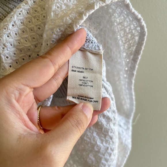 MOTH Anthropologie Sweater‎ Tank Top Gray Layered Eyelet Womens Size S - Picture 6 of 7